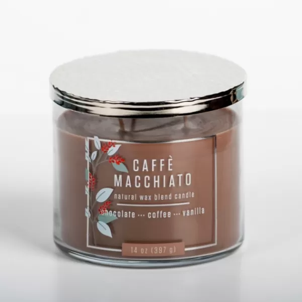 Candles-Kirkland's Home Caffe Macchiato 14 Oz. Triple Wick Jar Candle Brown