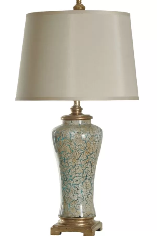 Table Lamps-Kirkland's Home Caledonia Blue And Gold Finish Table Lamp White
