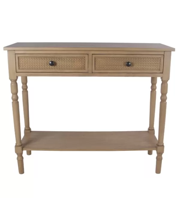 Console Tables-Kirkland's Home Camel Rattan Console Table Brown