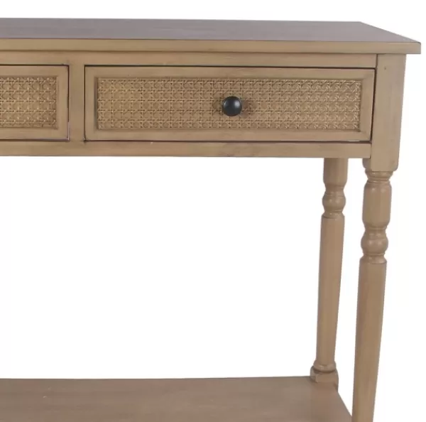 Console Tables-Kirkland's Home Camel Rattan Console Table Brown