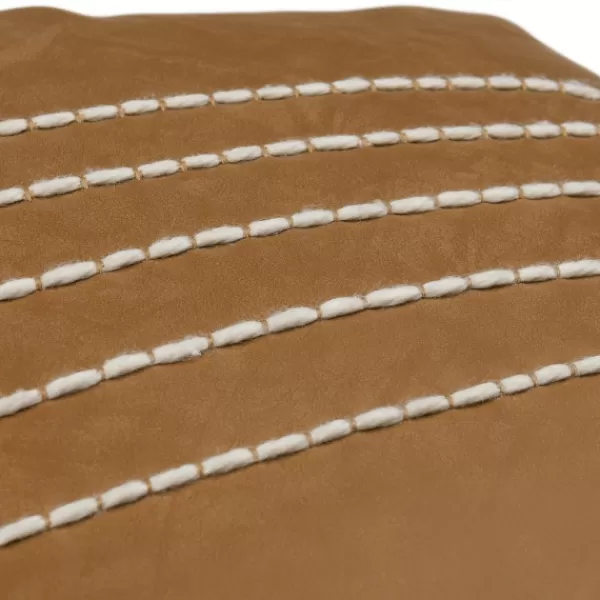 Pillows-Kirkland's Home Camel Vegan Leather Tasseled Lumbar Pillow Tan