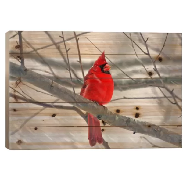 Wall Plaques-Kirkland's Home Cardinal Branch Wood Art Print Red/Brown