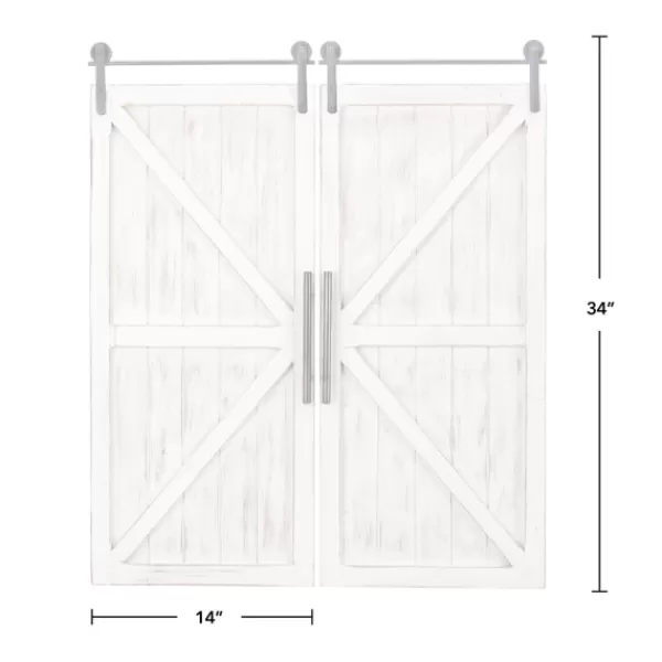 Wall Plaques-Kirkland's Home Carriage House Wood Barn Door Plaques, Set Of 2 Ivory