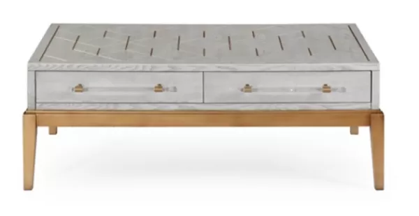 Coffee Tables-Kirkland's Home Carved Graphite And Gold 2-Drawer Coffee Table Gray