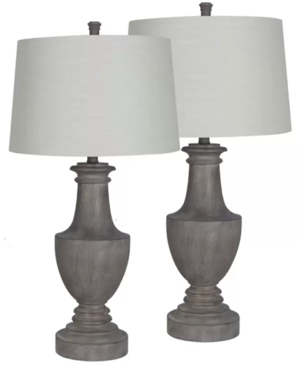 Table Lamps-Kirkland's Home Carved Urn Table Lamps, Set Of 2 Gray