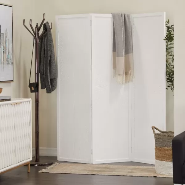 Decorative Accents-Kirkland's Home Carved Wood 3-Panel Room Divider White