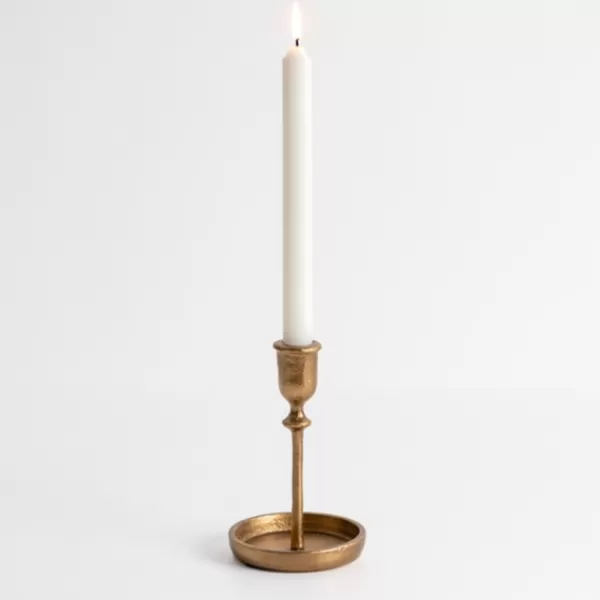 Candle Holders-Kirkland's Home Cast Iron Taper Candle Holder, 6 In. Gold