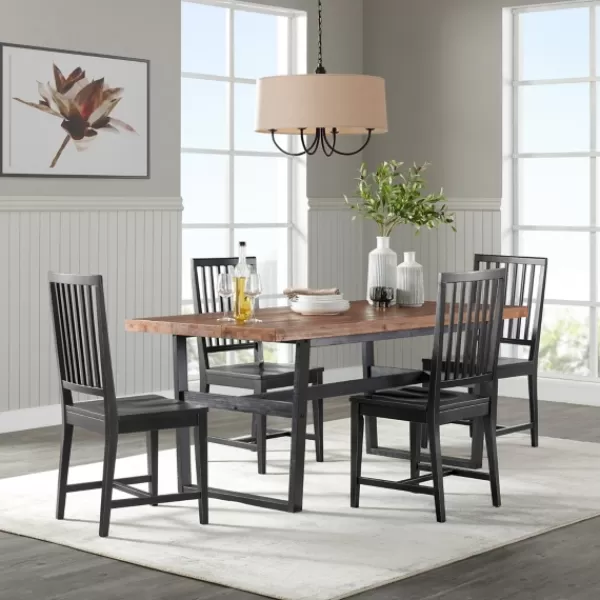 Dining Tables-Kirkland's Home Cedar Wood And Metal Industrial 5-Pc. Dining Set Brown/Black