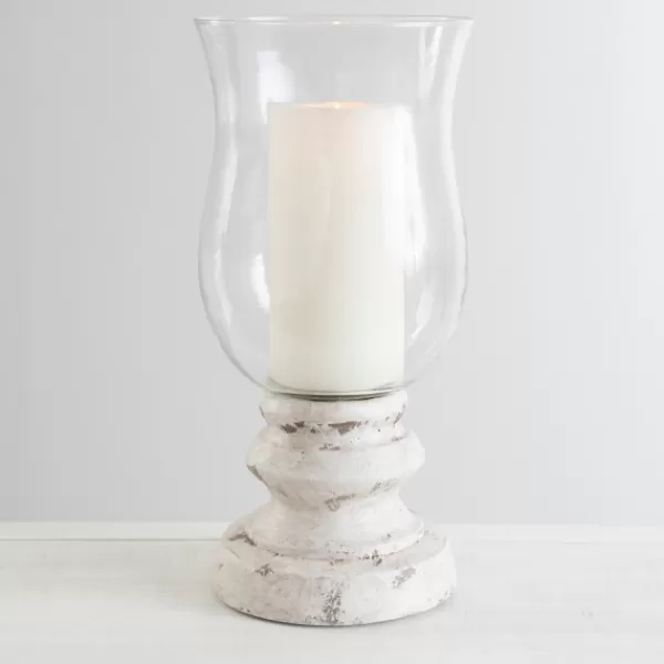 Candle Holders-Kirkland's Home Cement Pedestal Base Hurricane White
