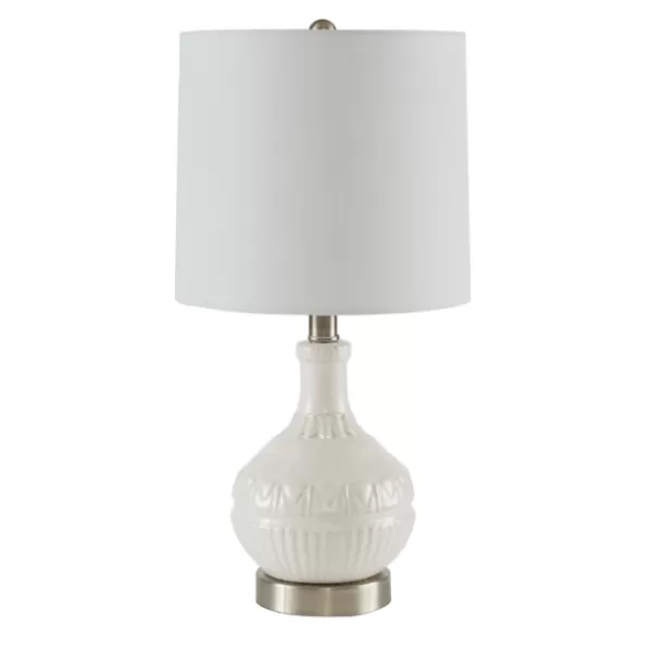 Table Lamps-Kirkland's Home Ceramic Embossed Table Lamp White