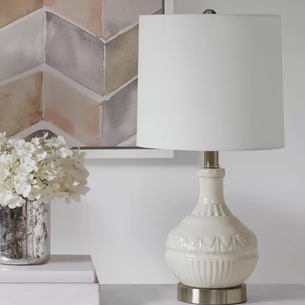 Table Lamps-Kirkland's Home Ceramic Embossed Table Lamp White