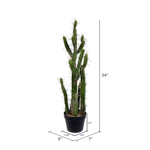 Trees & Topiaries-Kirkland's Home Cereus Cactus In Black Pot, 34 In.
