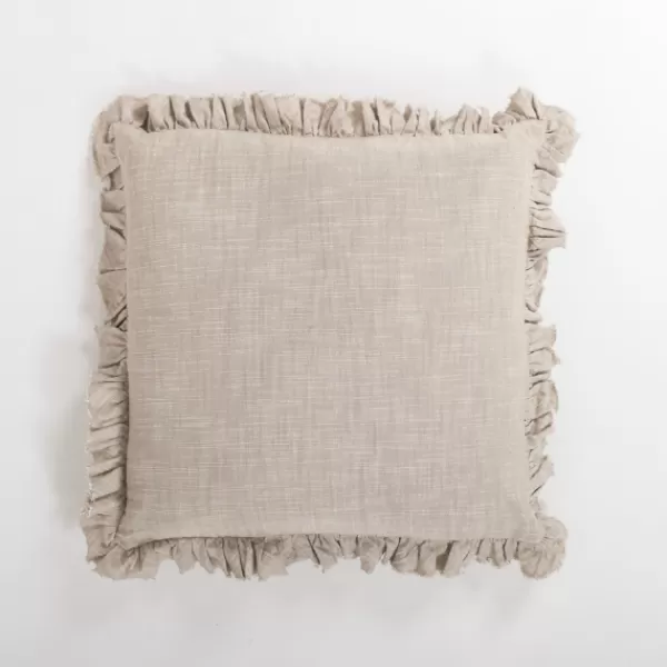 Pillows-Kirkland's Home Chambray Ruffle Edge Pillow Gray