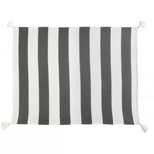 Blankets & Throws-Kirkland's Home Charcoal And White Striped Cotton Throw Gray/White