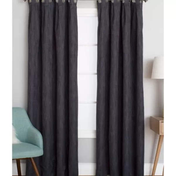 Curtains & Drapes-Kirkland's Home Charcoal Box Pleated Single Curtain Panel, 84 In. Black