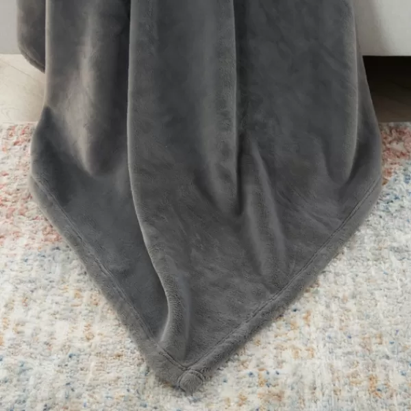 Blankets & Throws-Kirkland's Home Charcoal Faux Sheared Mink Throw Gray