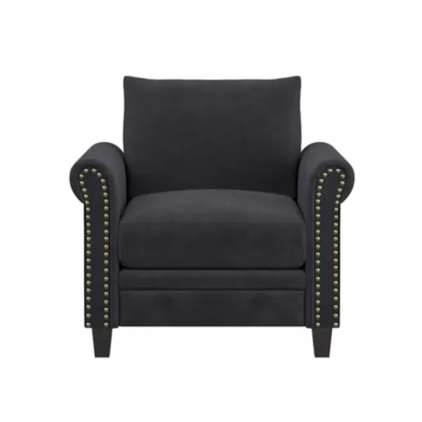 Accent Chairs-Kirkland's Home Charcoal Rolled Arms Upholstered Accent Chair Black