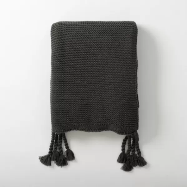 Blankets & Throws-Kirkland's Home Charcoal Spring Knit Throw Blanket Gray