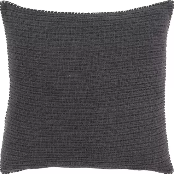 Pillows-Kirkland's Home Charcoal Subtle Striped Oversized Pillow Gray