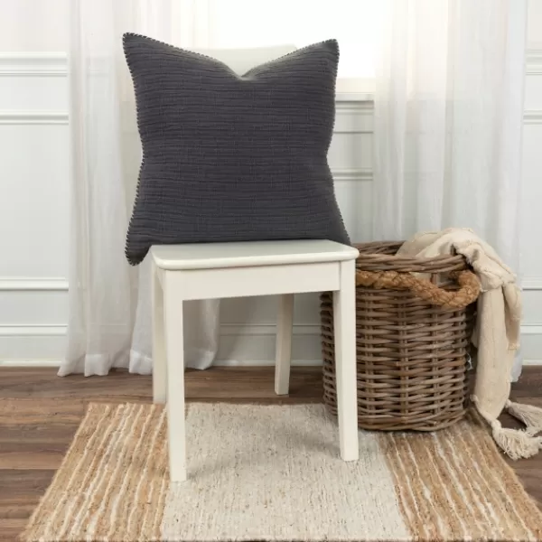 Pillows-Kirkland's Home Charcoal Subtle Striped Oversized Pillow Gray