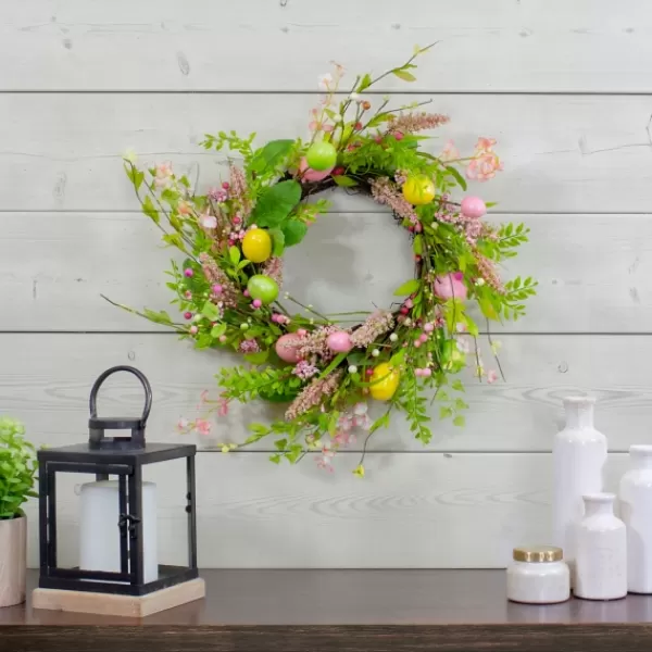 Wreaths-Kirkland's Home Cheerful Colored Eggs Easter Wreath Yellow/Green/Pink