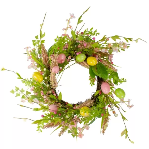 Wreaths-Kirkland's Home Cheerful Colored Eggs Easter Wreath Yellow/Green/Pink