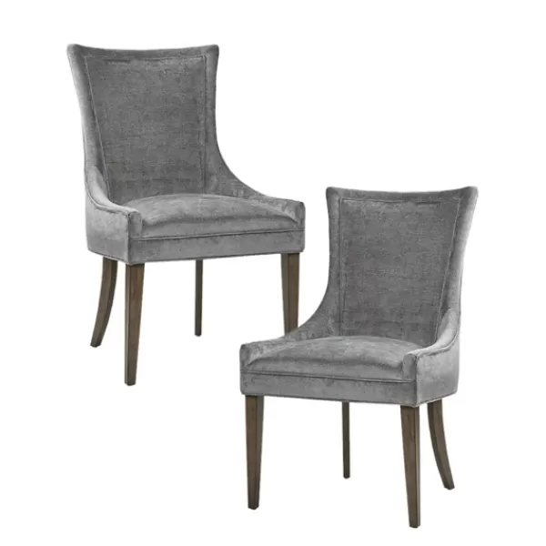 Dining Chairs-Kirkland's Home Chenille Curved Back Dining Chairs, Set Of 2 Gray