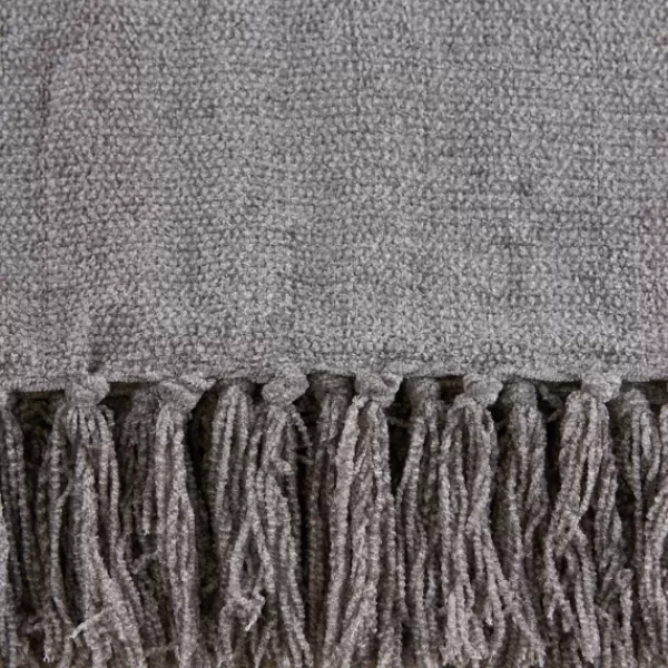 Blankets & Throws-Kirkland's Home Chenille Fringe Throw Gray