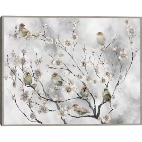 Canvas Art-Kirkland's Home Cherry Blossom Birds Framed Canvas Art Print Green/Red/White