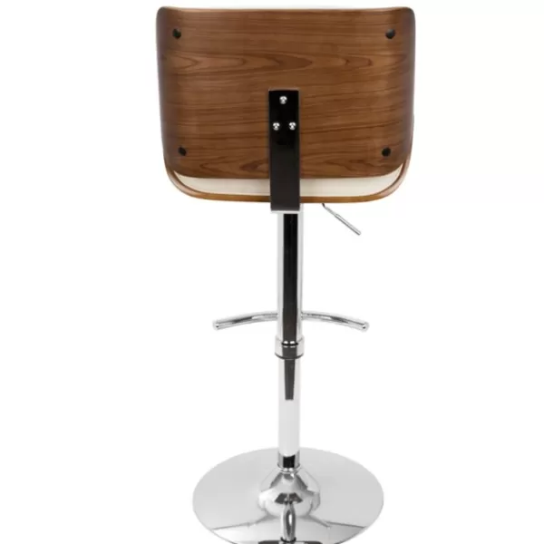 Bar Stools & Counter Height Stools-Kirkland's Home Cherry Wood And Cream Leather Vintage Barstool White