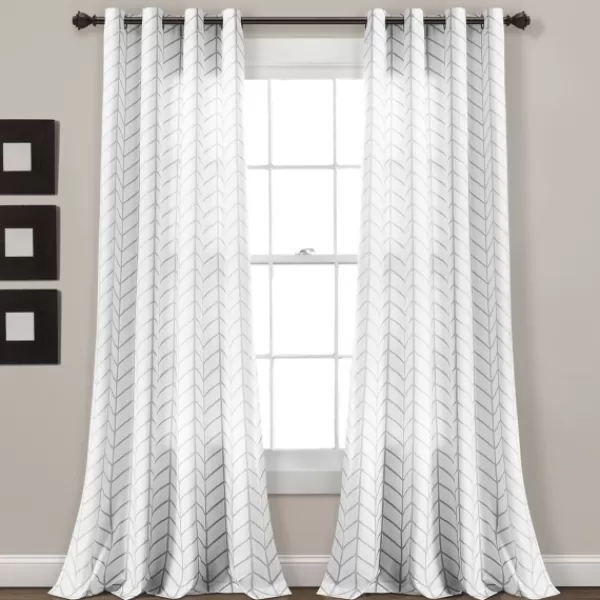 Curtains & Drapes-Kirkland's Home Chevron 2-Pc. Curtain Panel Set, 84 In. Gray