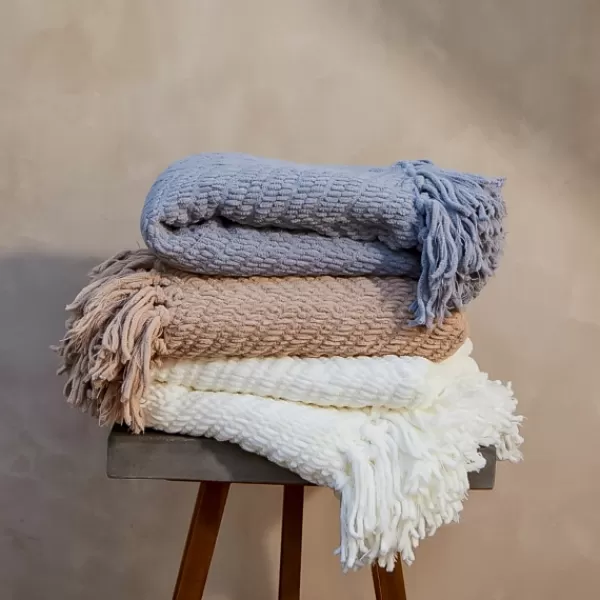 Blankets & Throws-Kirkland's Home Chevron Chenille Knit Throw Ivory
