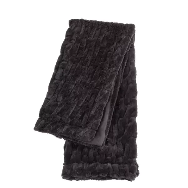Blankets & Throws-Kirkland's Home Chocolate Fluffy Faux Fur Cotton Throw Brown