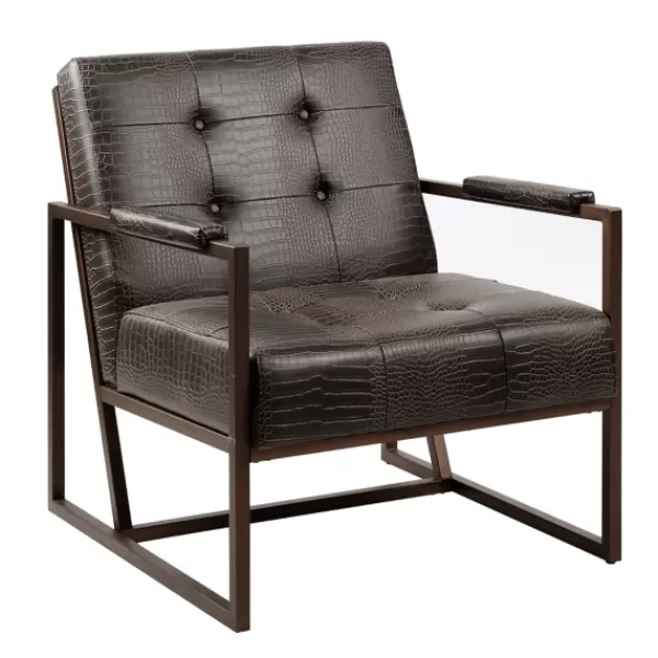 Accent Chairs-Kirkland's Home Chocolate Walden Faux Leather Accent Chair Brown