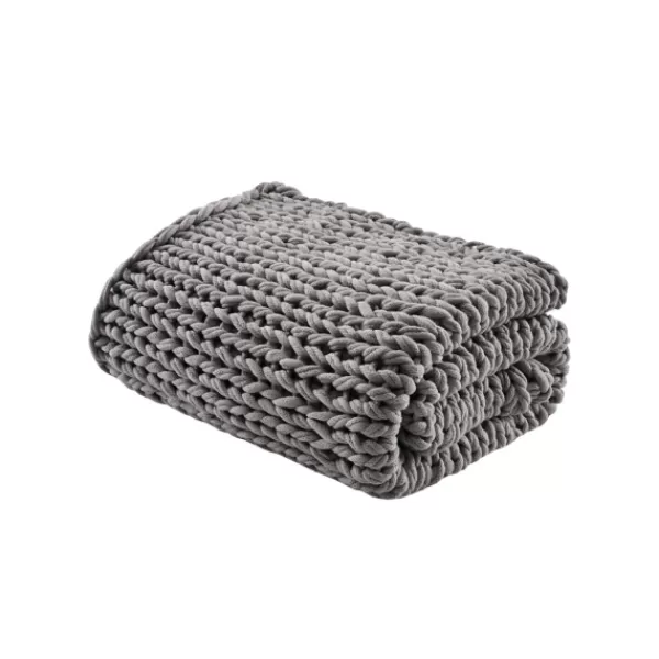 Blankets & Throws-Kirkland's Home Chunky Double Knit Cozy Throw Gray