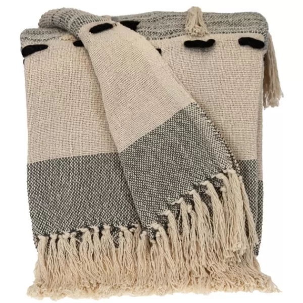 Blankets & Throws-Kirkland's Home Chunky Stitch Cotton Throw Gray