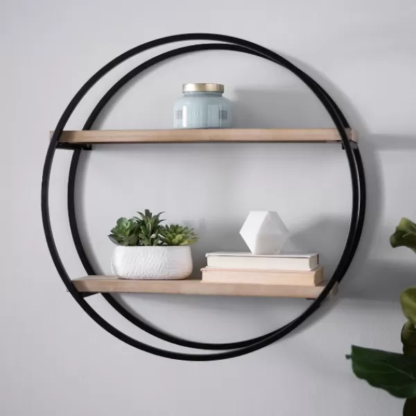 Shelves-Kirkland's Home Circle Double Wood Wall Shelf, 25 In.