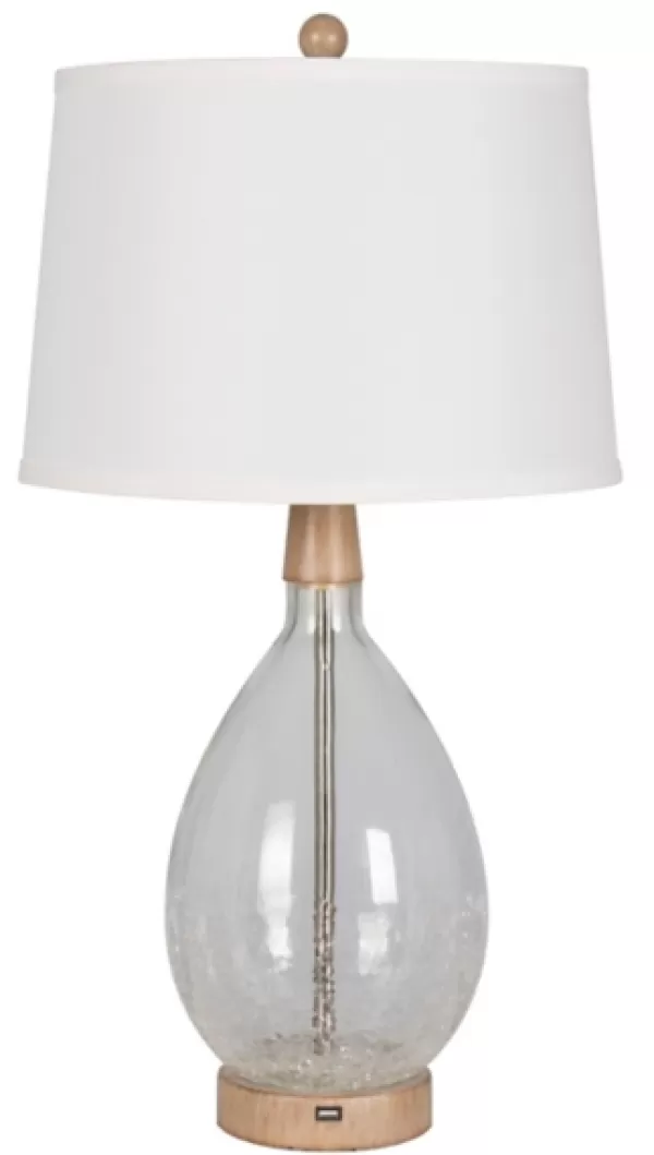 Table Lamps-Kirkland's Home Clear Crackled Glass Table Lamps, Set Of 2 White
