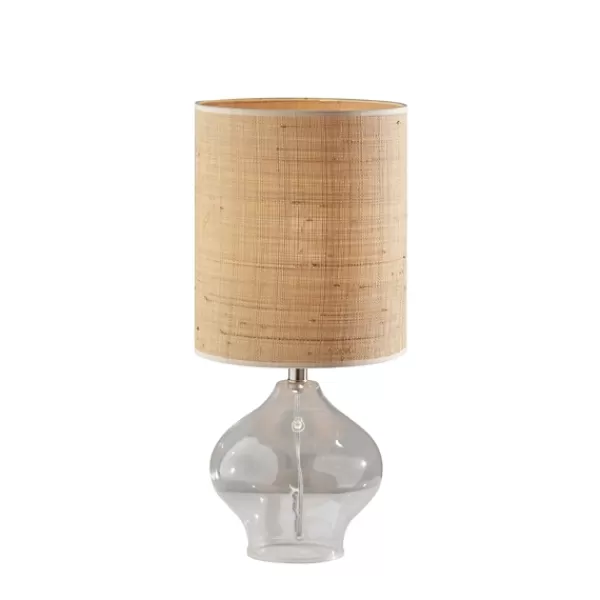 Table Lamps-Kirkland's Home Clear Glass And Rat Shade Table Lamp, 23 In. Tan