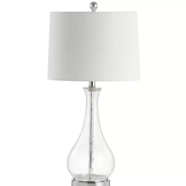 Table Lamps-Kirkland's Home Clear Glass And Silver Metal Base Table Lamp White