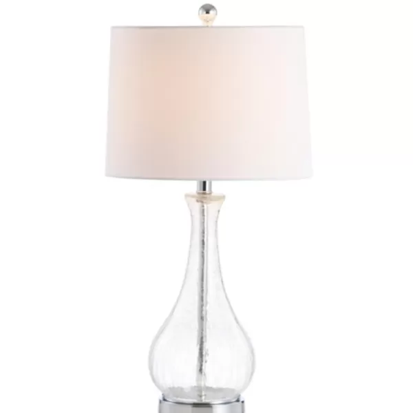 Table Lamps-Kirkland's Home Clear Glass And Silver Metal Base Table Lamp White