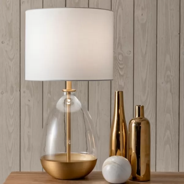 Table Lamps-Kirkland's Home Clear Gold Dipped Glass Table Lamp White