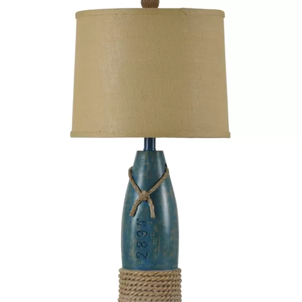 Table Lamps-Kirkland's Home Coastal Sea Blue Table Lamp Tan