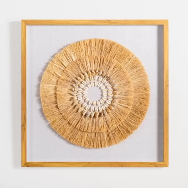 Wall Plaques-Kirkland's Home Coastal Shell Shadowbox Framed Wall Plaque Tan/White