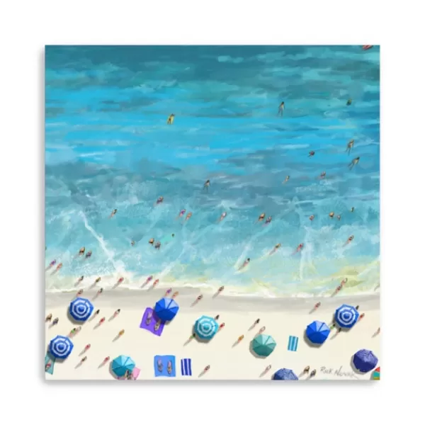 Canvas Art-Kirkland's Home Cobalt Aerial Beach Canvas Art Print Blue/Ivory/Multi