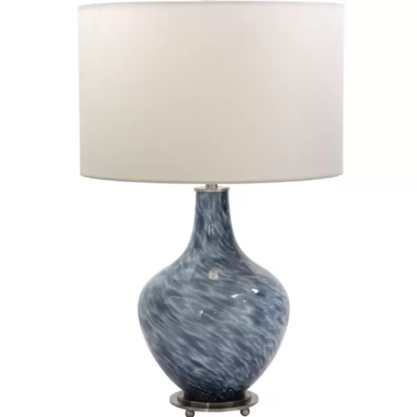 Table Lamps-Kirkland's Home Cobalt Blue Swirl Carved Glass Table Lamp White