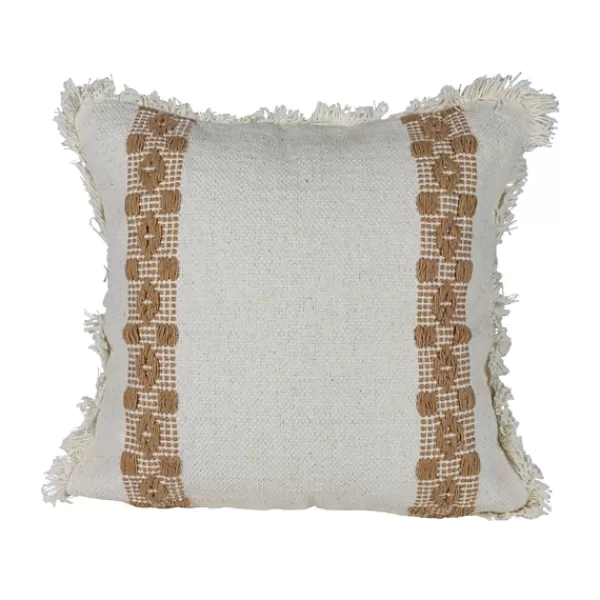 Pillows-Kirkland's Home Coffee Brown Textured Stripe Throw Pillow White/Brown