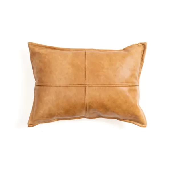 Pillows-Kirkland's Home Cognac Faux Leather Lumbar Pillow Brown