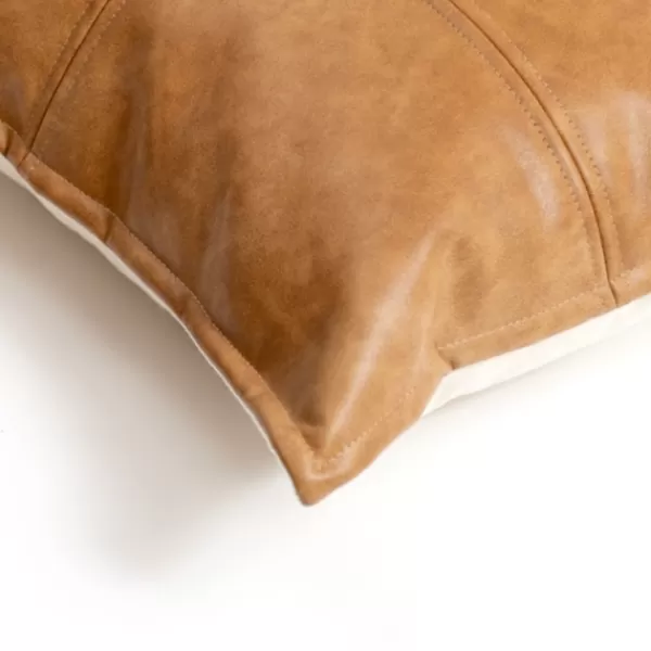 Pillows-Kirkland's Home Cognac Faux Leather Lumbar Pillow Brown