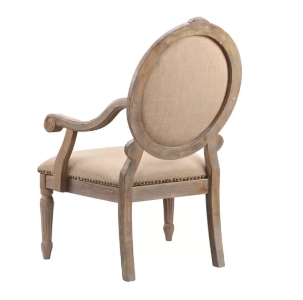 Accent Chairs-Kirkland's Home Coley Beige Linen Armchair Tan